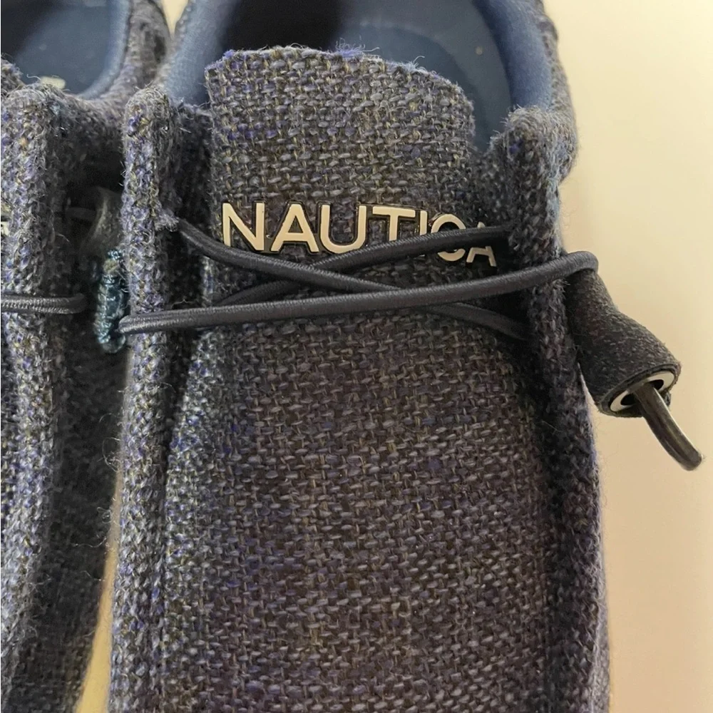 Nautica boy’s kids Blue canvas Moccasin Slip-On Shoes blue 13